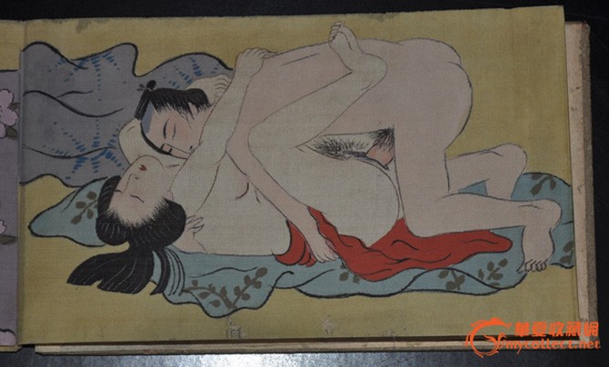 ◆民国日本画缎面手绘浮世绘《春宫》老册页,