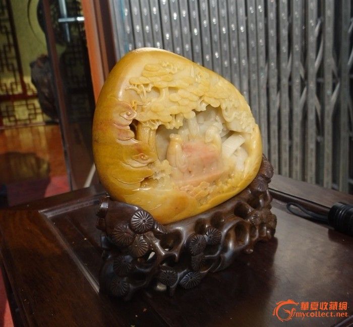 大师作品 戈壁黄玉 摆件 观棋不语_大师作品 戈