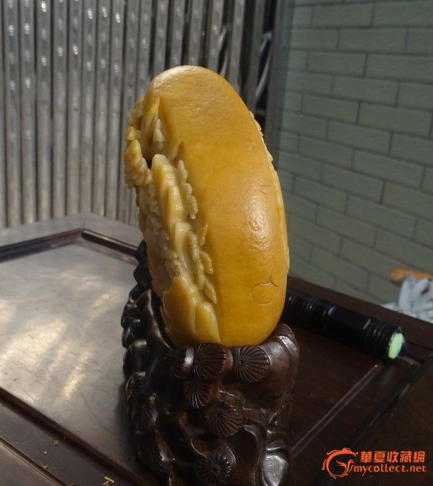 大师作品 戈壁黄玉 摆件 观棋不语_大师作品 戈