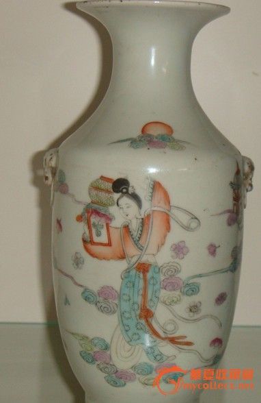 民国粉彩<em>天女散花</em>人物<em>诗文</em>瓶_民国粉彩<em>天女散</em>