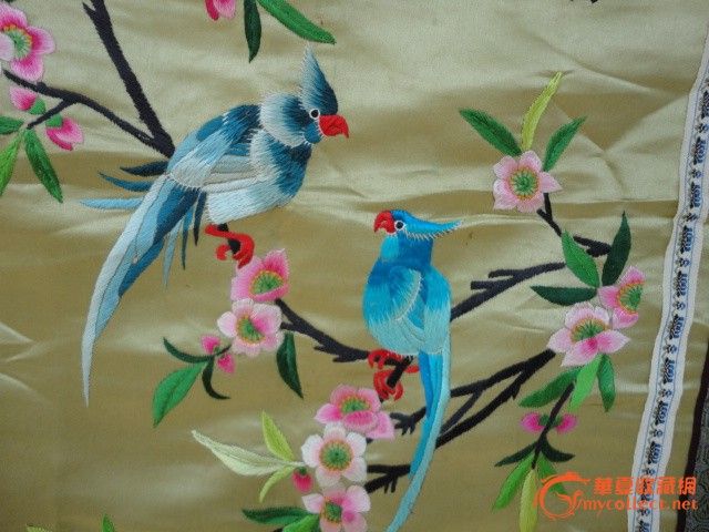 绣花鸟绣片价格-解放初精美绣花鸟绣片图片,来