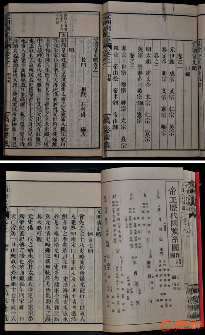 1877年(明治十年)和刻本史书古籍《元明清史畧》五册全