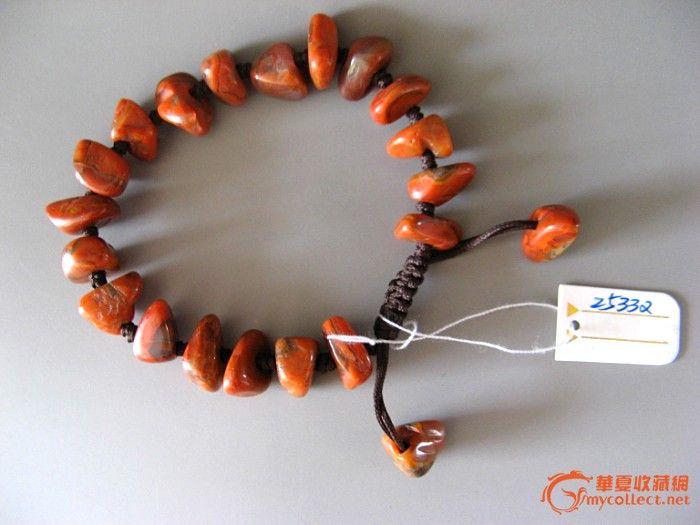 25332战国红玛瑙原石绳编手串_25332战国红