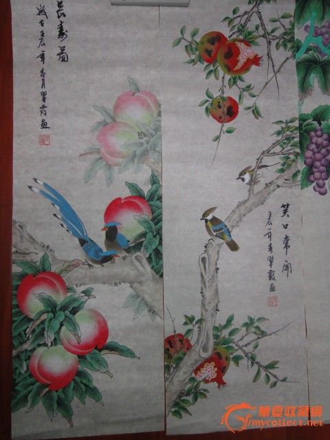 山东画家张翠霞工笔花鸟四条屏_山东画家张翠