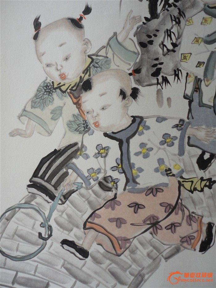 @中国国画家协会主席--王家训,童趣图,(老画新