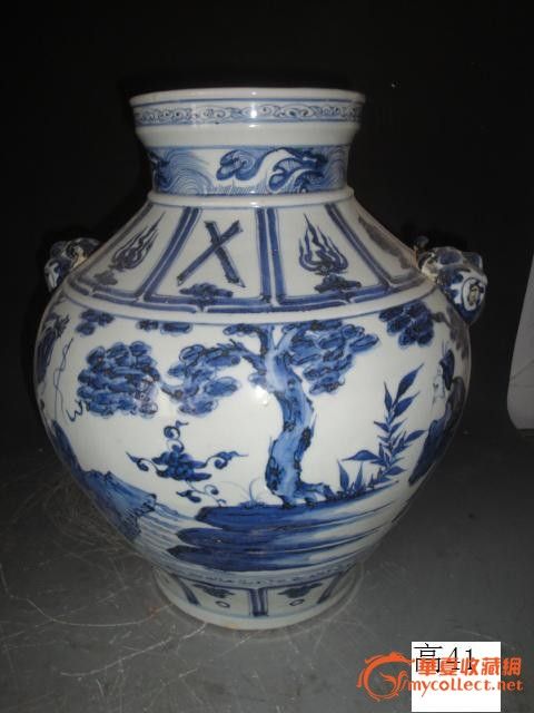 青花兽饵大罐--苏秦背剑-青花兽饵大罐--苏秦背