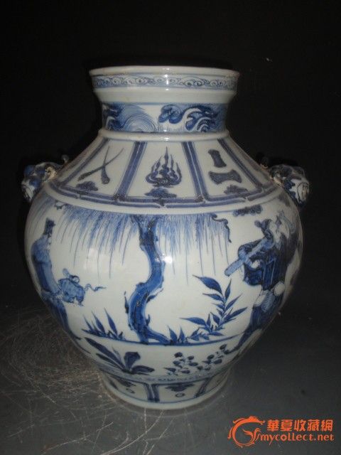 青花兽饵大罐--苏秦背剑-青花兽饵大罐--苏秦背