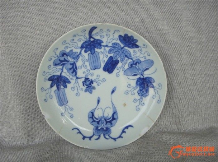 清道光瓜瓞绵绵细路青花盘-清道光瓜瓞绵绵细