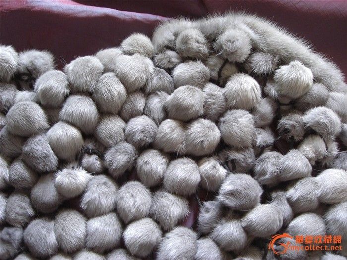 俄罗斯网状球体流苏原色貂皮披肩_俄罗斯网状