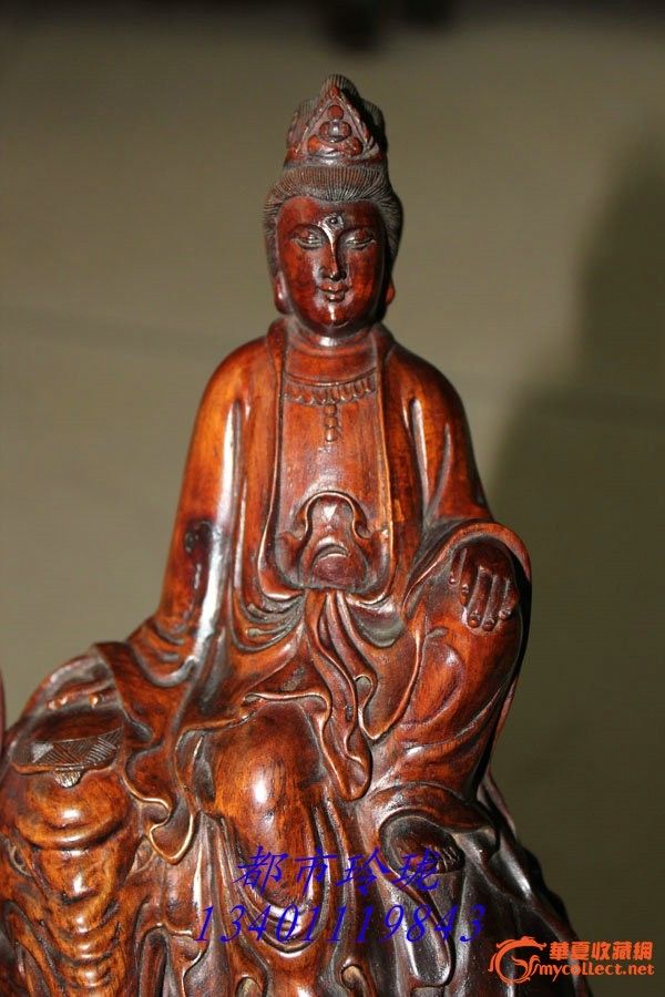 黄花梨老木雕 普贤观音 高28cm