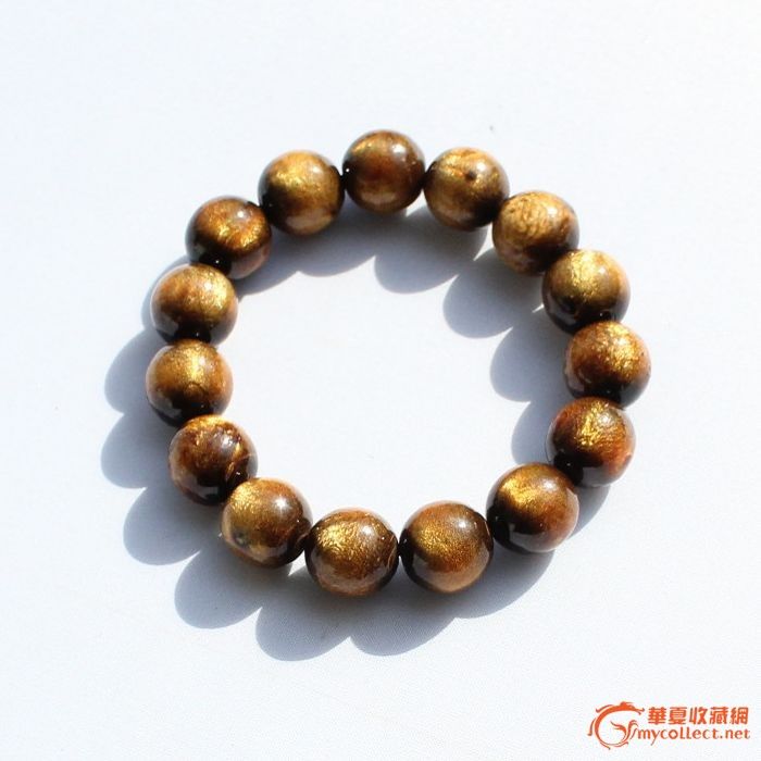 大海珍宝 纯天然金海柳佛珠手链 金珊瑚手链 罕见珍品