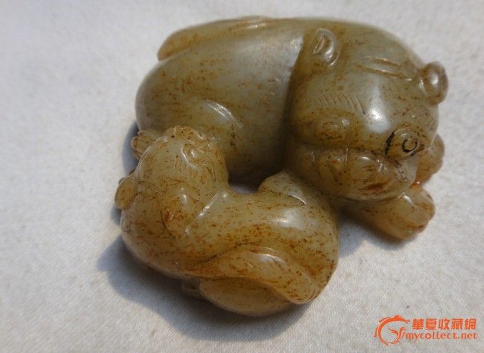 地摊 玉石 其它 辽金时期和田玉子母兽
