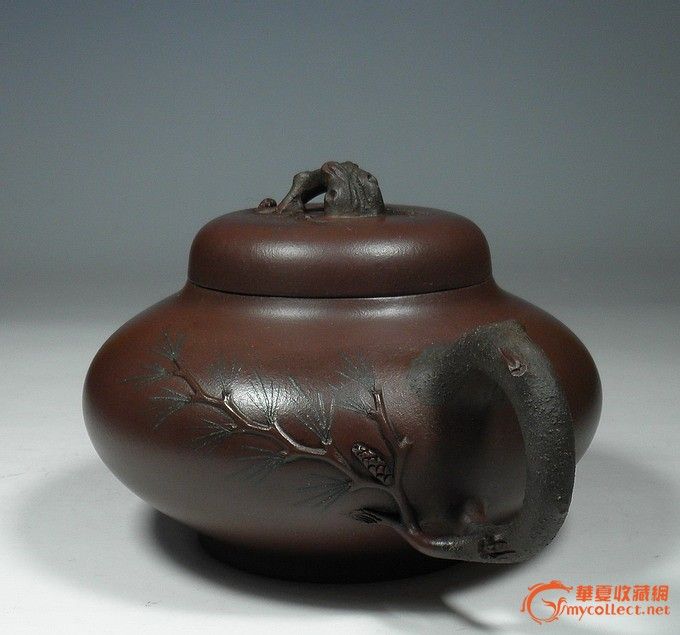 台湾回流壶/紫砂壶/ 早期紫砂壶/何道洪款/松竹壶500cc