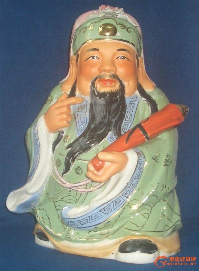 80年代粉彩禄星塑像