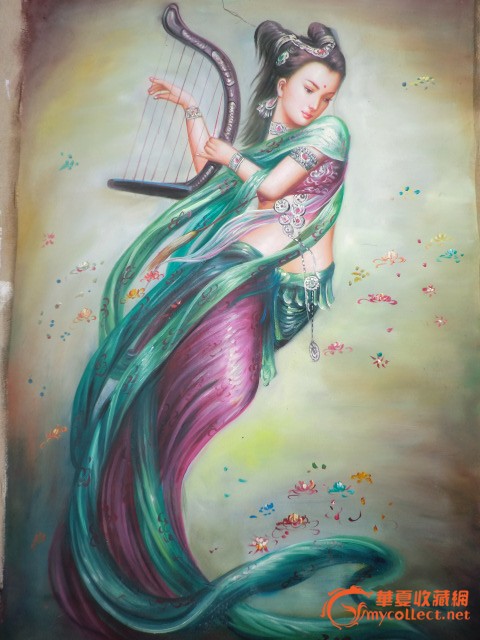 油画 仙女弹琴