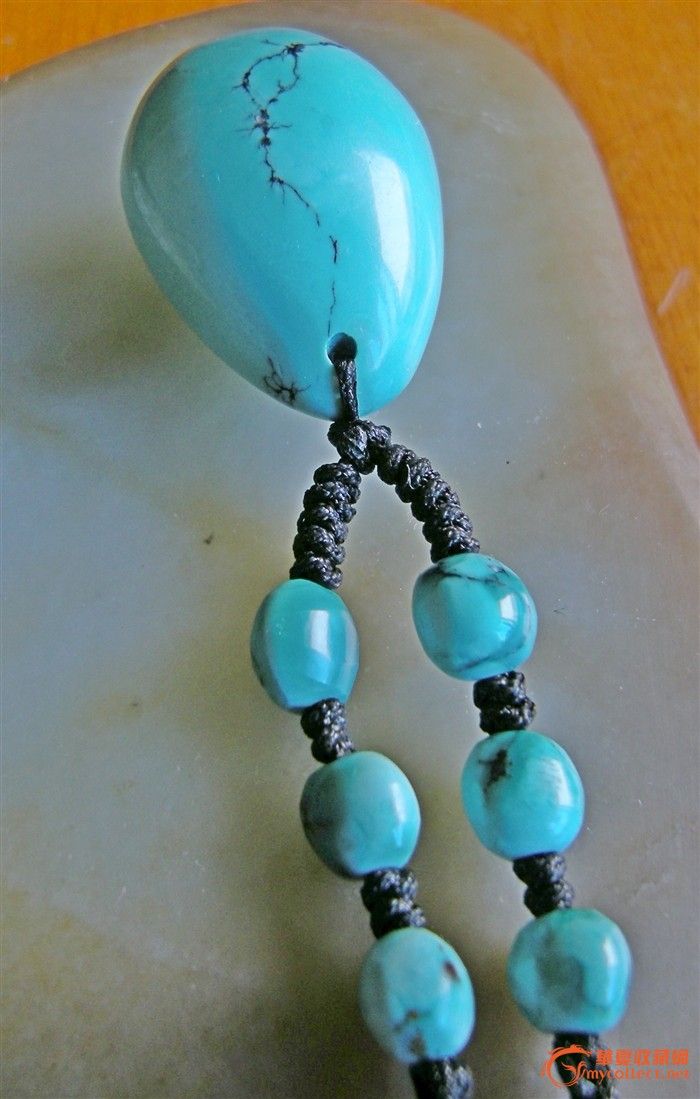 天然天蓝色蓝货高档绿松石吊挂件-5